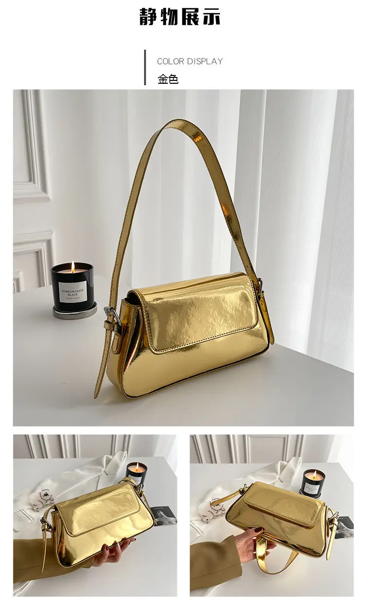 Silver Metallic Messenger Bag for Women Spring Summer 2023 — feature 10
