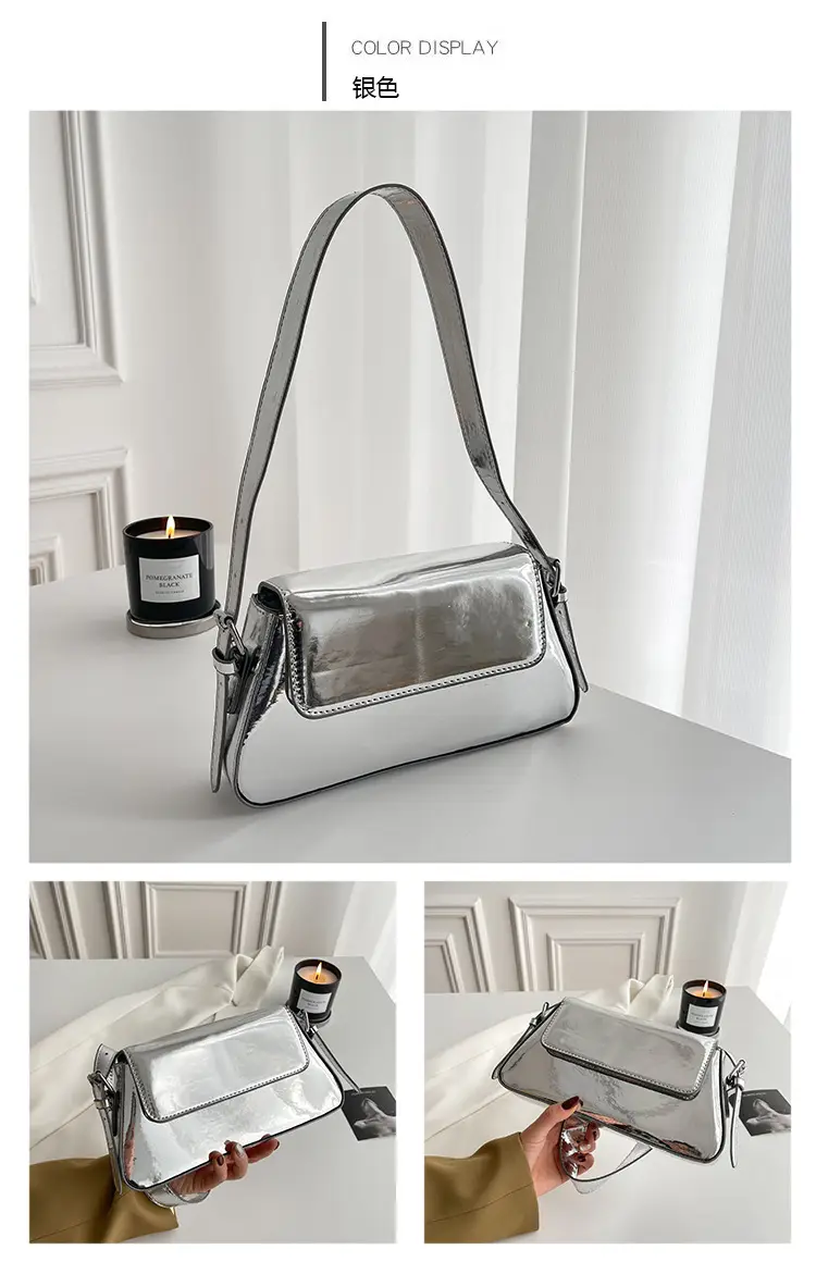 Silver Metallic Messenger Bag for Women Spring Summer 2023 — feature 13