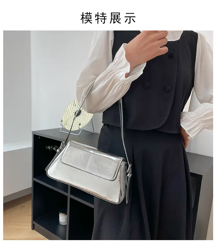 Silver Metallic Messenger Bag for Women Spring Summer 2023 — feature 14