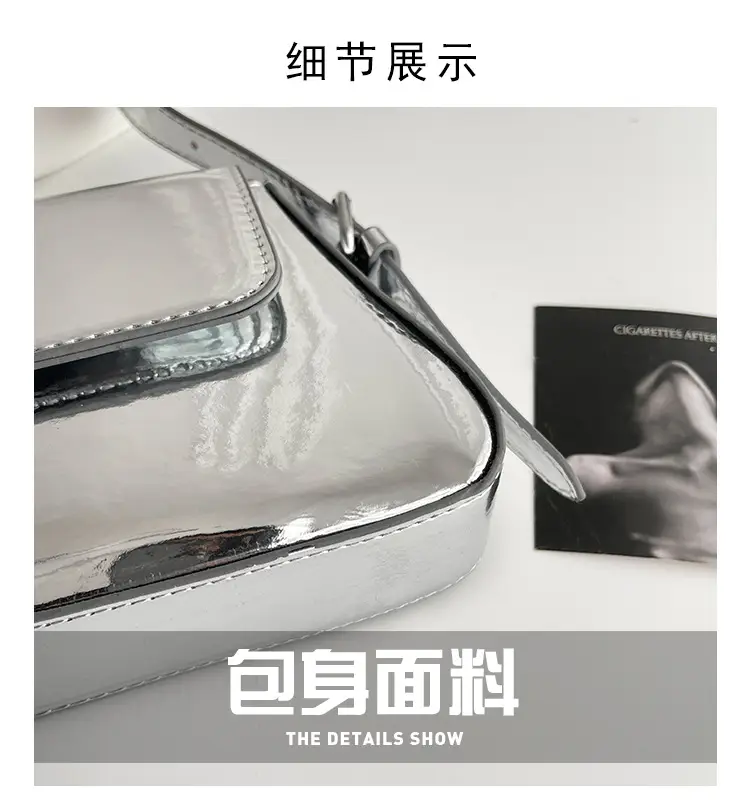 Silver Metallic Messenger Bag for Women Spring Summer 2023 — feature 2