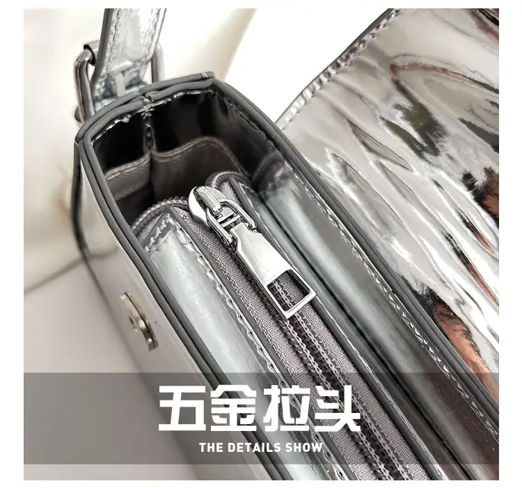 Silver Metallic Messenger Bag for Women Spring Summer 2023 — feature 3