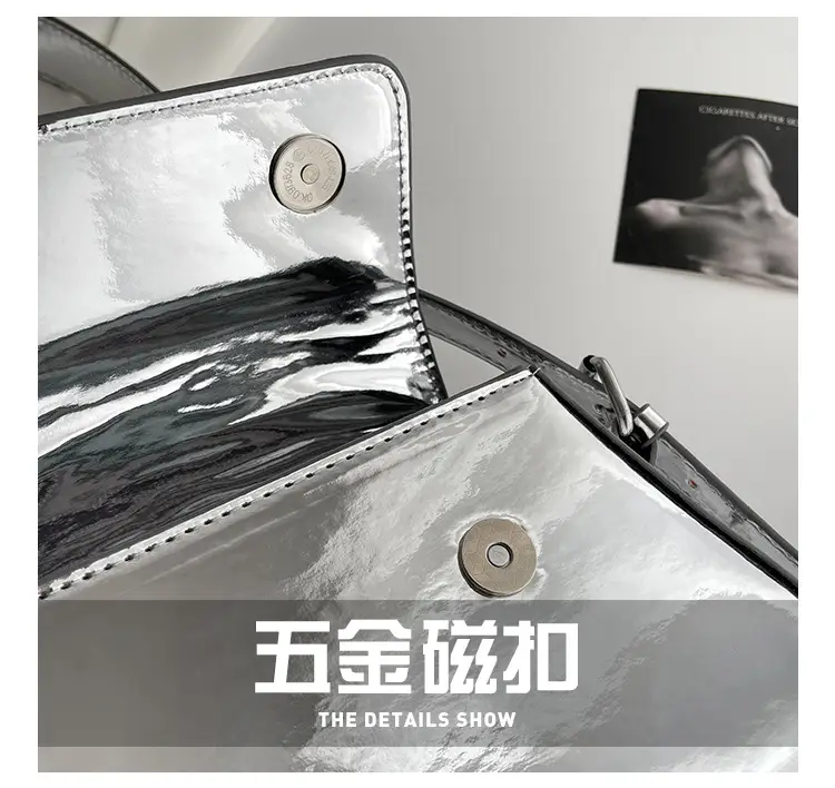 Silver Metallic Messenger Bag for Women Spring Summer 2023 — feature 4
