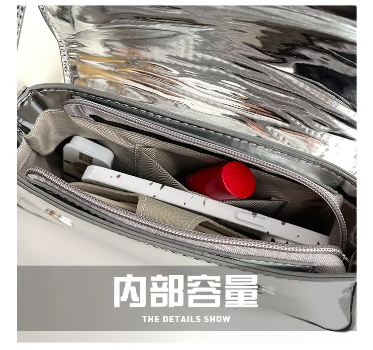 Silver Metallic Messenger Bag for Women Spring Summer 2023 — feature 7