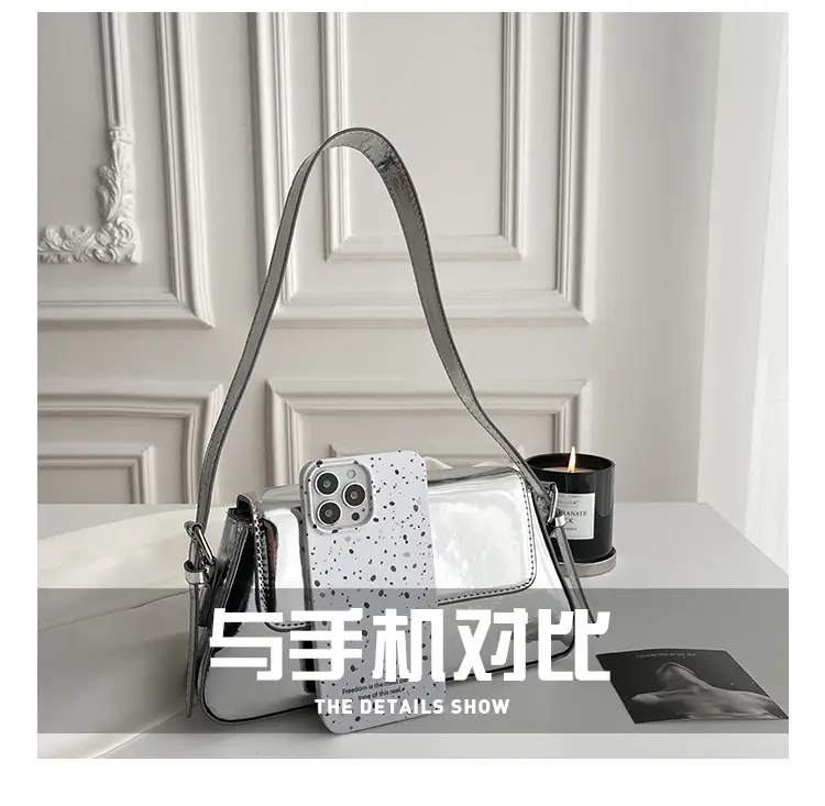 Silver Metallic Messenger Bag for Women Spring Summer 2023 — feature 8