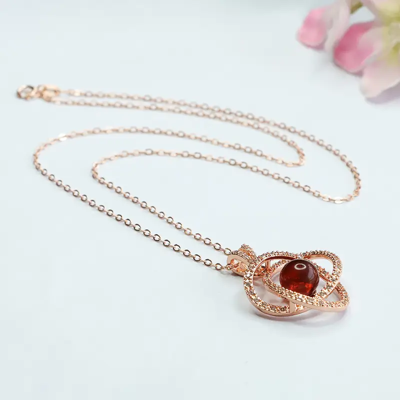 Natural Amber Hollow Inlay Pendant for Women - Image 6
