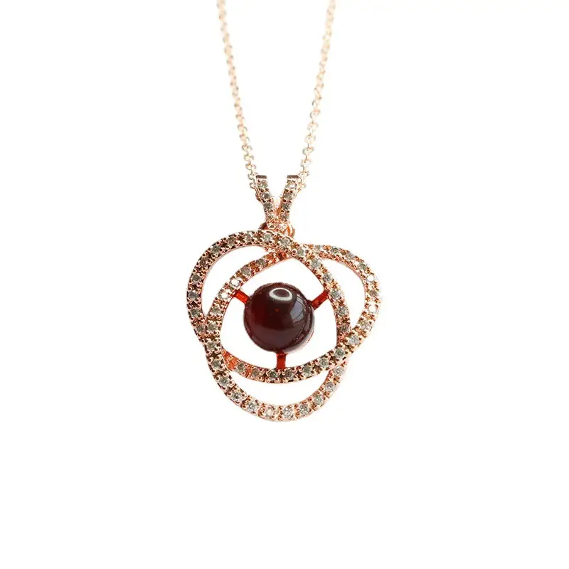 Natural Amber Hollow Inlay Pendant for Women - Image 7