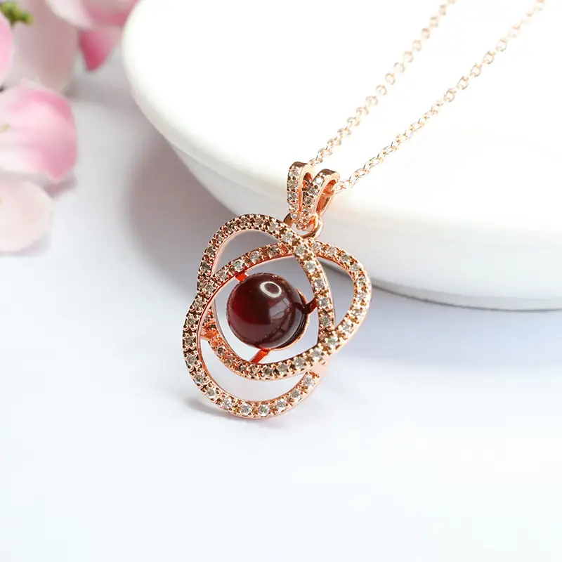 Natural Amber Hollow Inlay Pendant for Women — feature 5