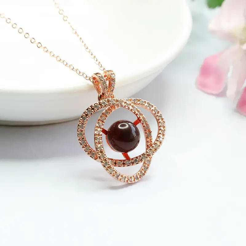 Natural Amber Hollow Inlay Pendant for Women — feature 6