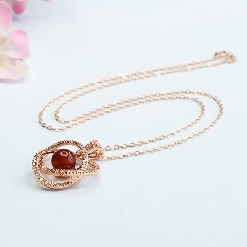 Natural Amber Hollow Inlay Pendant for Women — feature 8