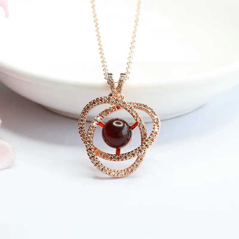 Natural Amber Hollow Inlay Pendant for Women - Image 2