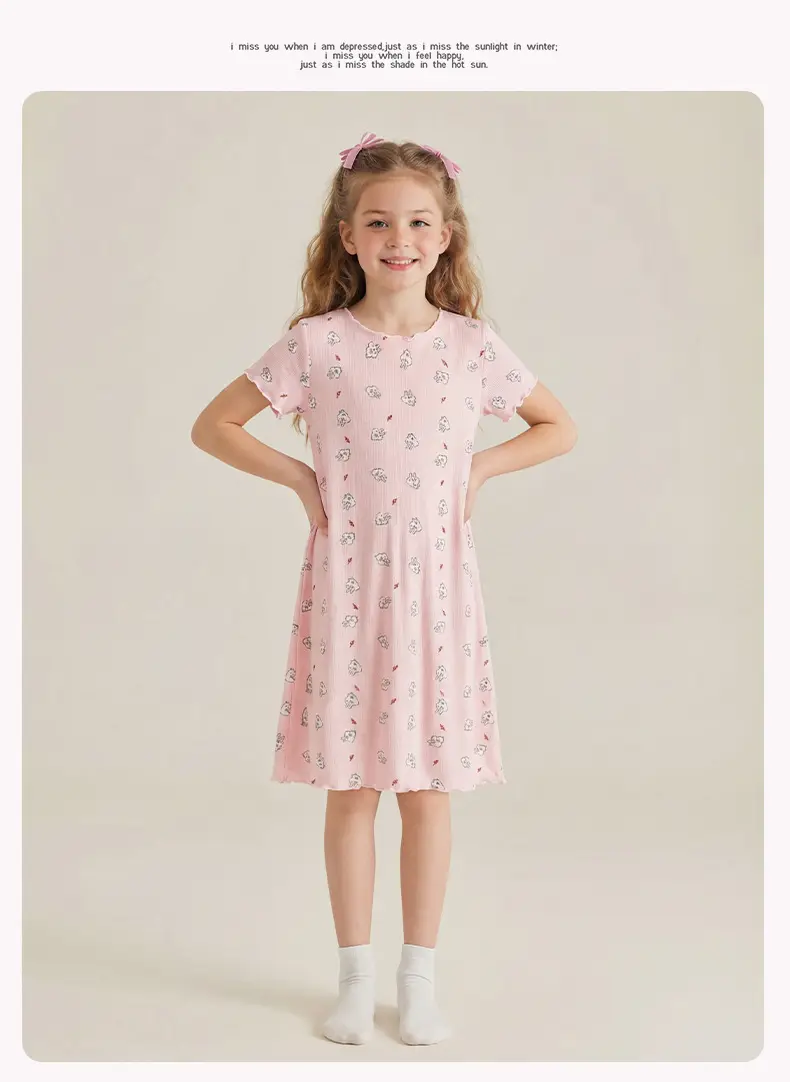 Girls' Summer Ice Silk Nightgown, Thin and Fresh Style Air-Conditioned Home Wear for Baby Girls, Children's Summer Cool Sleepwear — feature 14