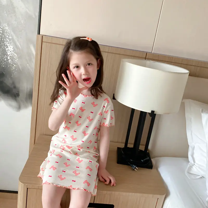 Girls' Summer Ice Silk Nightgown, Thin and Fresh Style Air-Conditioned Home Wear for Baby Girls, Children's Summer Cool Sleepwear — feature 17