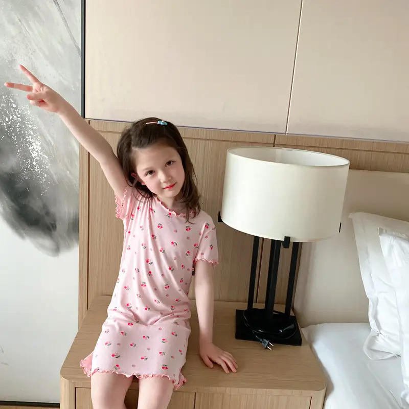 Girls' Summer Ice Silk Nightgown, Thin and Fresh Style Air-Conditioned Home Wear for Baby Girls, Children's Summer Cool Sleepwear — feature 25