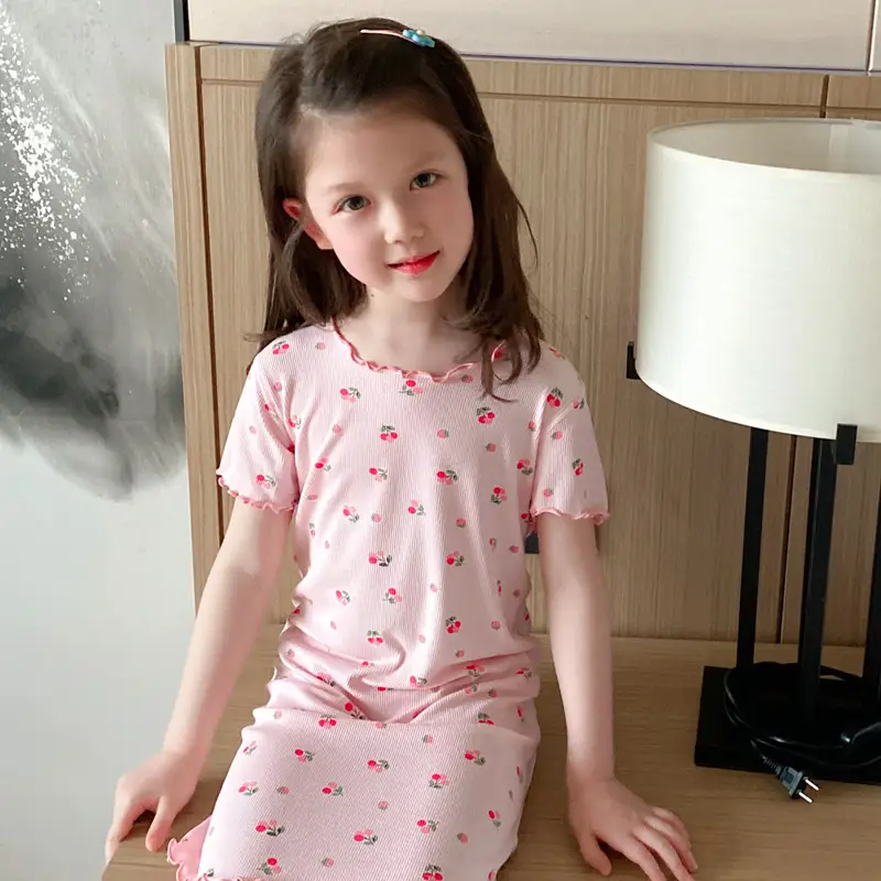 Girls' Summer Ice Silk Nightgown, Thin and Fresh Style Air-Conditioned Home Wear for Baby Girls, Children's Summer Cool Sleepwear — feature 26