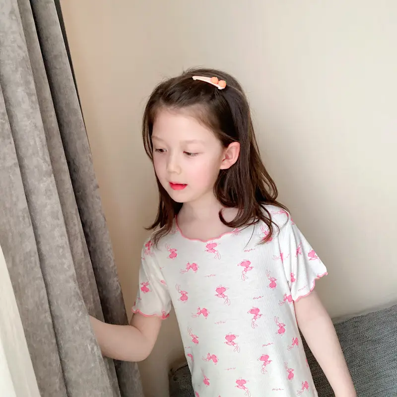 Girls' Summer Ice Silk Nightgown, Thin and Fresh Style Air-Conditioned Home Wear for Baby Girls, Children's Summer Cool Sleepwear — feature 36