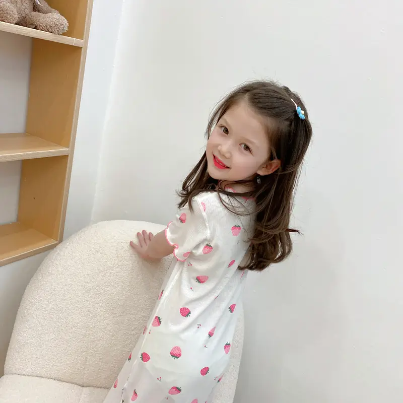 Girls' Summer Ice Silk Nightgown, Thin and Fresh Style Air-Conditioned Home Wear for Baby Girls, Children's Summer Cool Sleepwear — feature 44