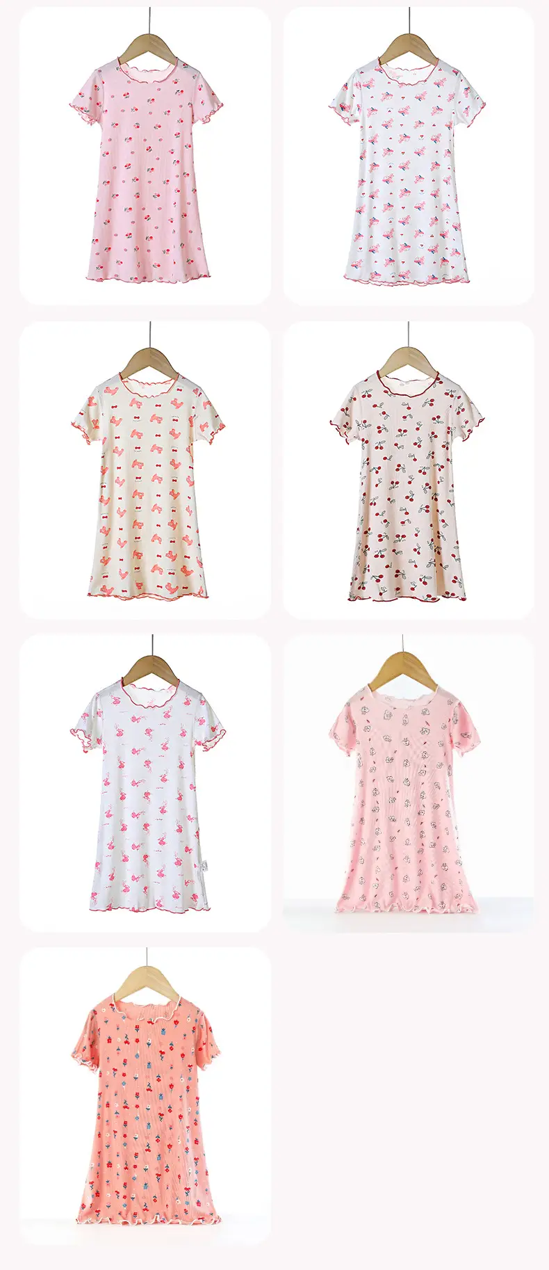 Girls' Summer Ice Silk Nightgown, Thin and Fresh Style Air-Conditioned Home Wear for Baby Girls, Children's Summer Cool Sleepwear — feature 9