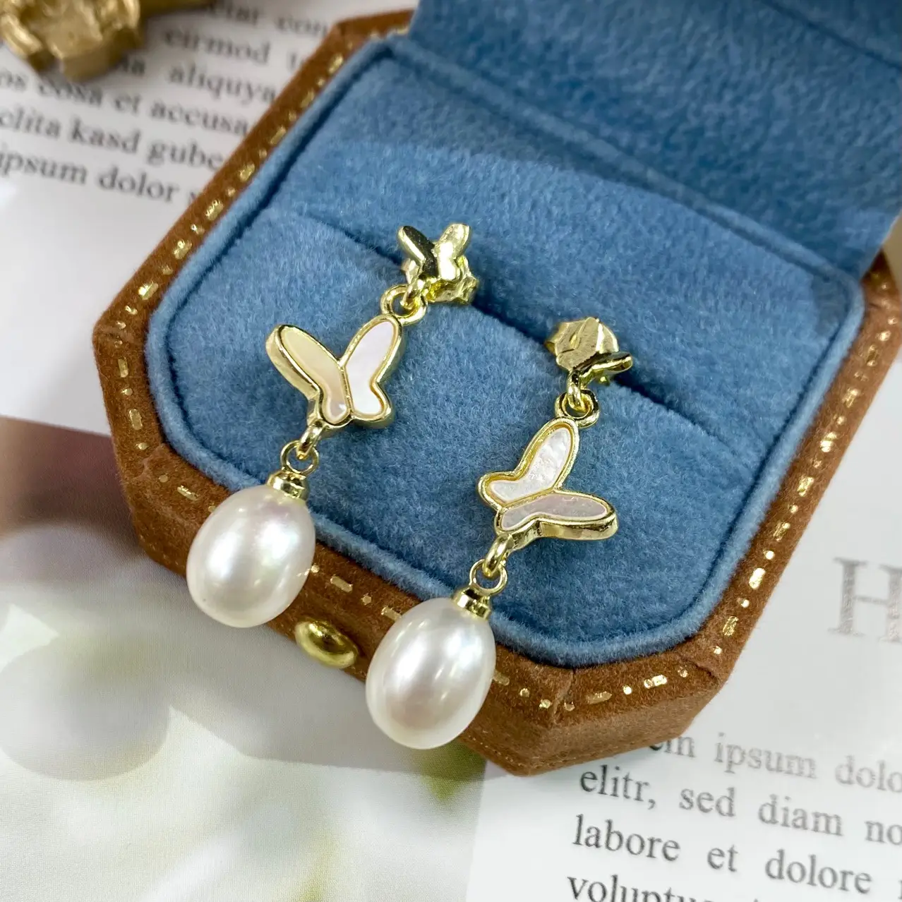 925 Silver Butterfly Pearl Earrings for Women - Image 3