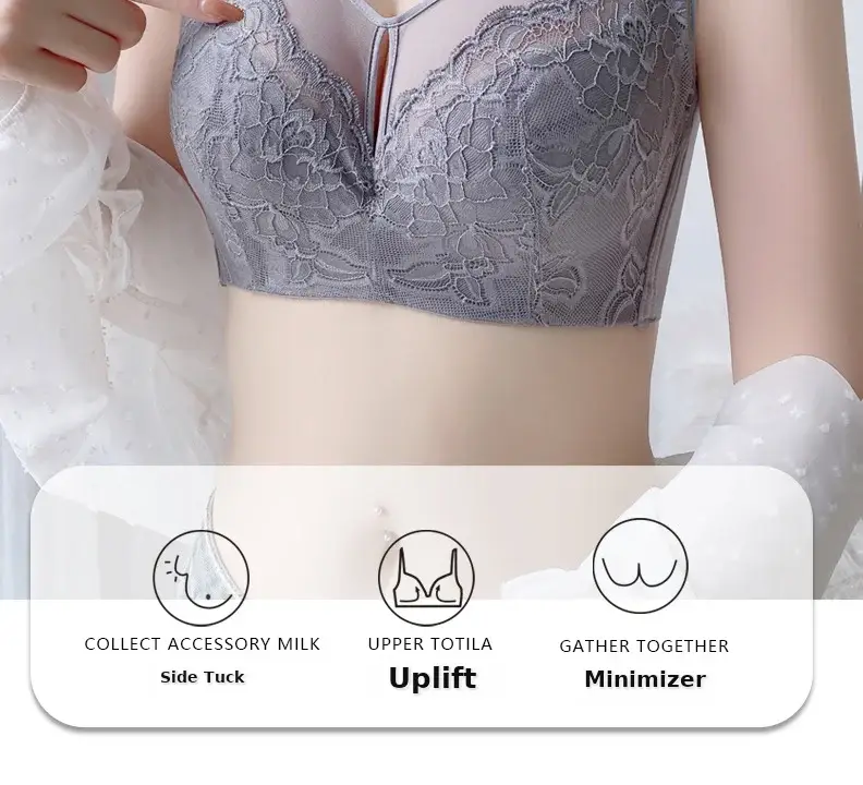 Full Cup Large Chest Shown Small Upper Bracket Underwear for Women to Prevent Sagging Paramilis Soft Steel Ring Thin Adjustable Bra — feature 2