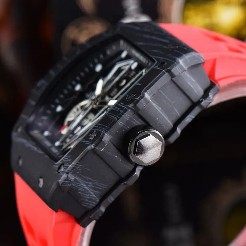 Richard Red Blue Skeleton Watch with Diamond Accents - Image 9