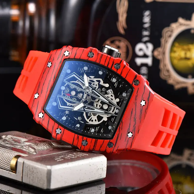 Richard Red Blue Skeleton Watch with Diamond Accents - Image 10
