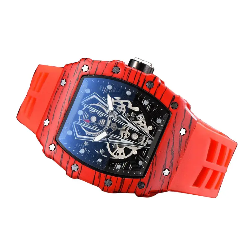 Richard Red Blue Skeleton Watch with Diamond Accents - Image 11