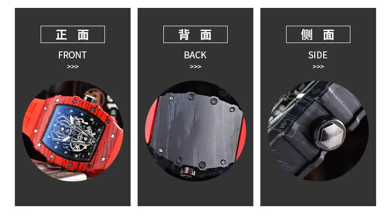 Richard Red Blue Skeleton Watch with Diamond Accents — feature 3