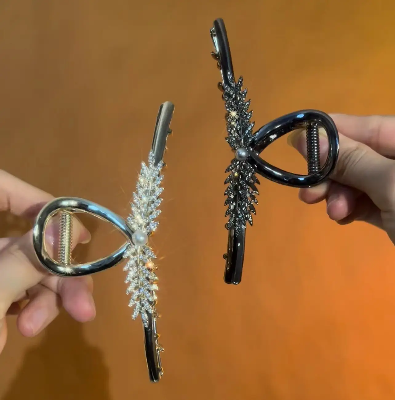Light Luxury Metal Wheat Ears Large Grab Clip Shark Clip — feature 12