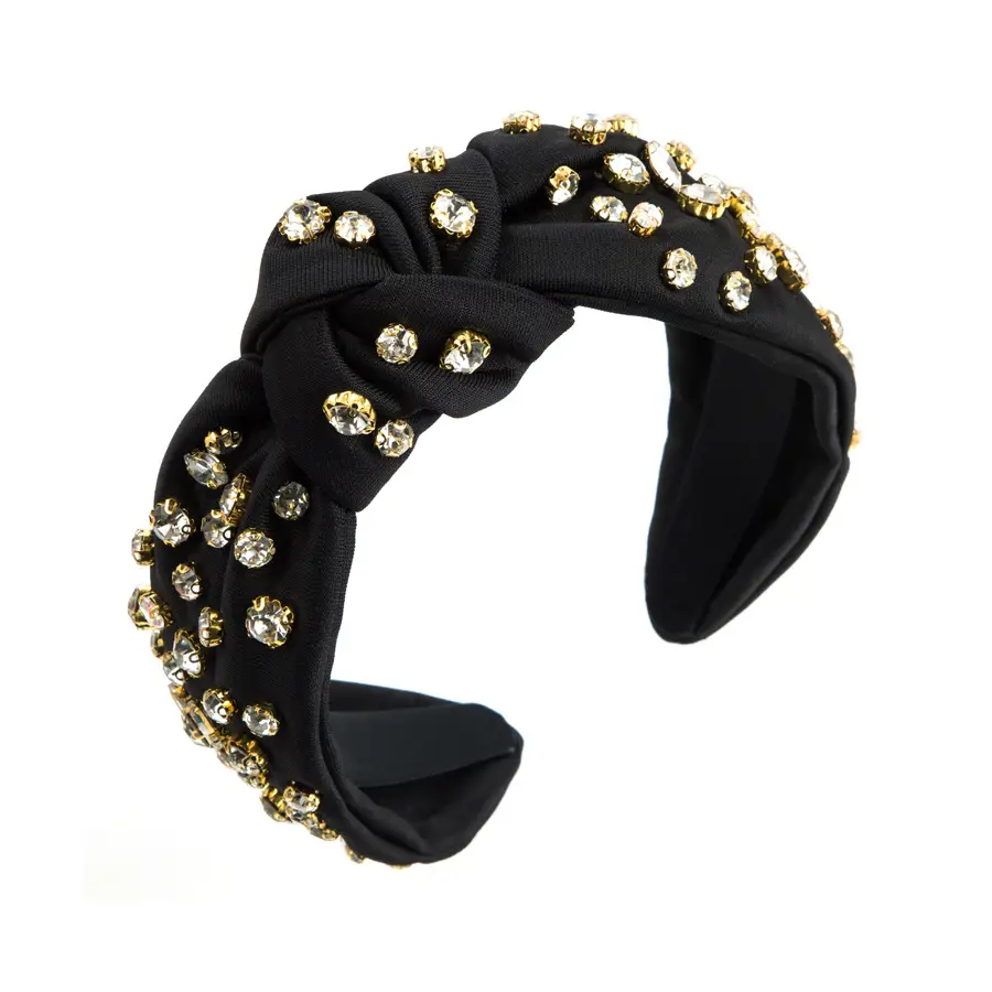 Orange Knotted Hairband with Full Diamond Embellishment - Image 4