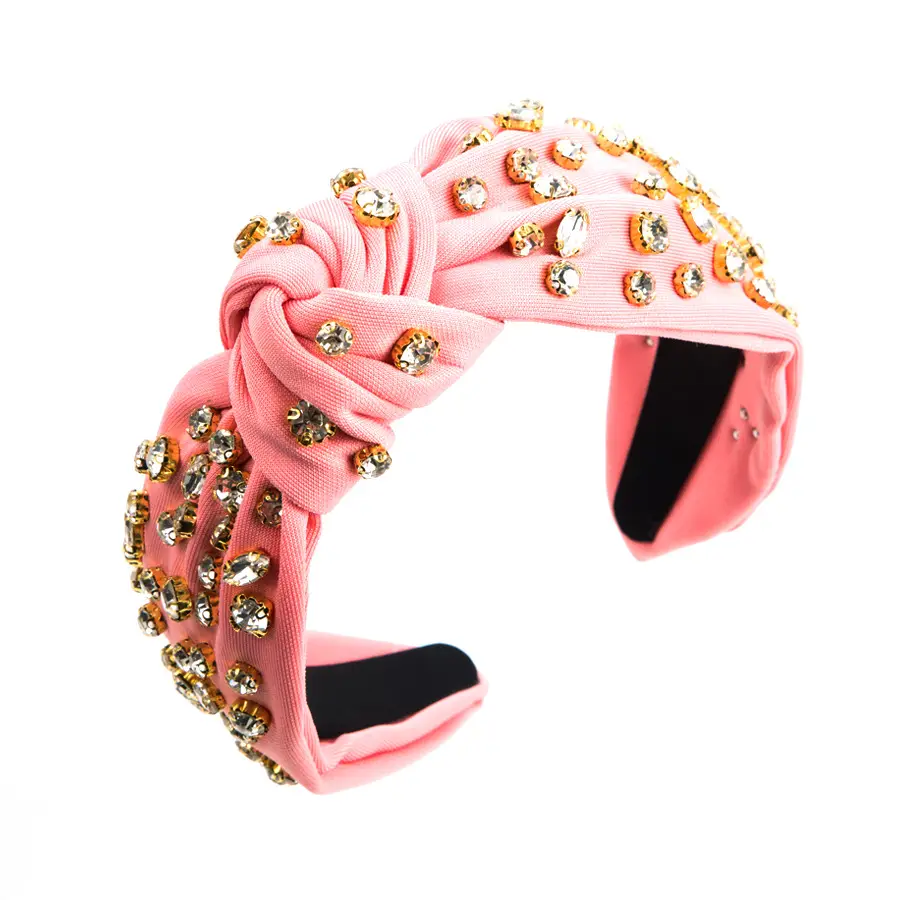 Orange Knotted Hairband with Full Diamond Embellishment - Image 5
