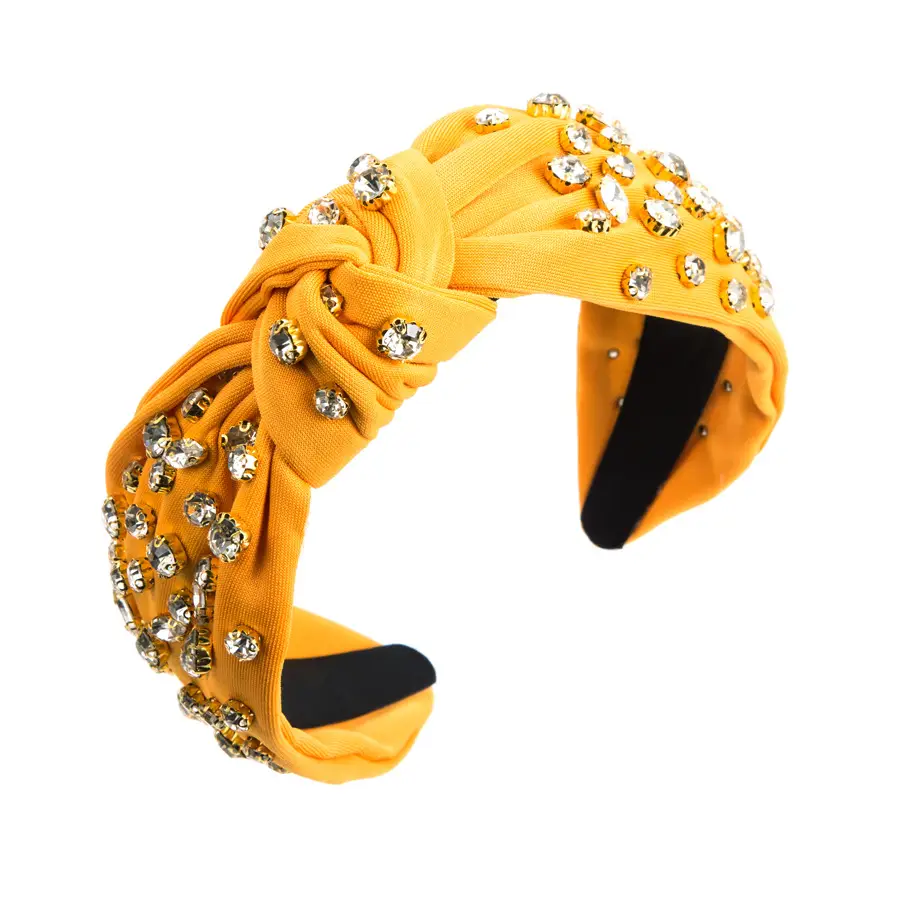 Orange Knotted Hairband with Full Diamond Embellishment - Image 7