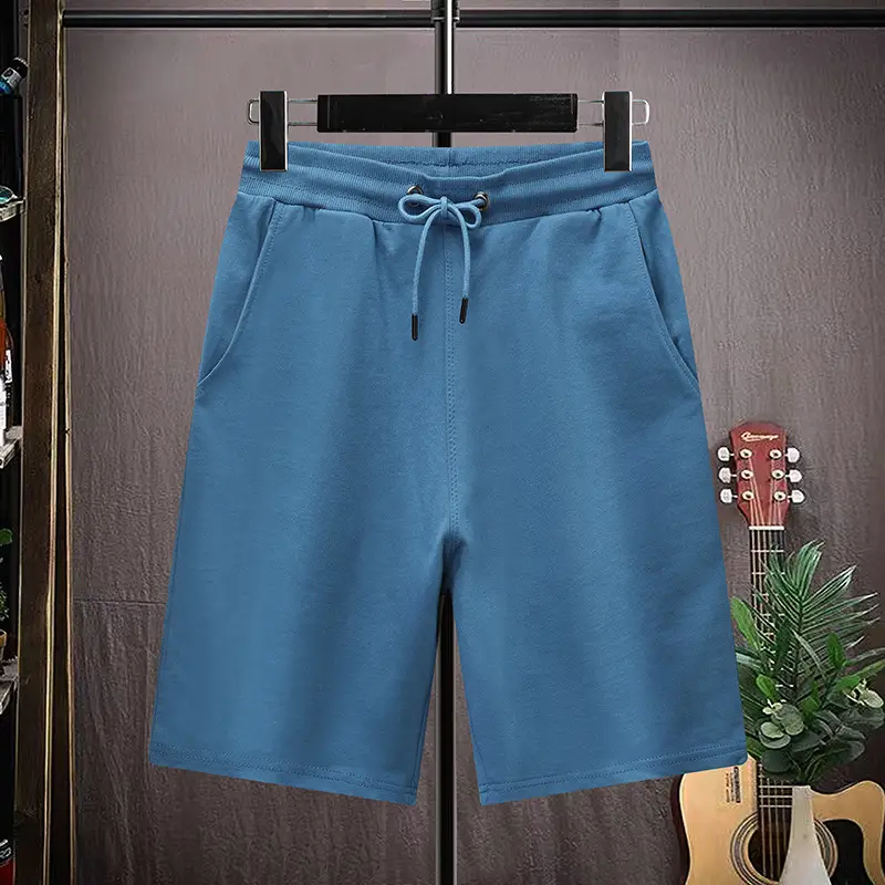 Men Yellow Cotton Drawstring Shorts Casual Sports Wear