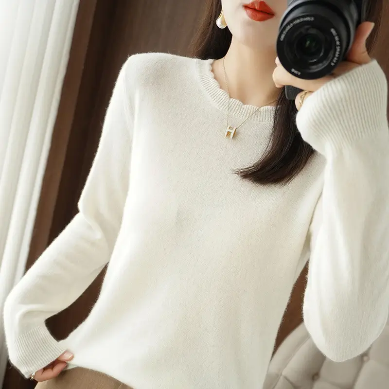 Lace Knitted Long Sleeve Top Yellow Women 2023 - Image 9
