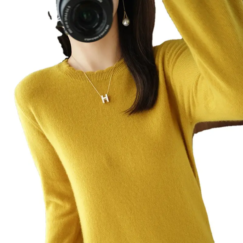 Lace Knitted Long Sleeve Top Yellow Women 2023 - Image 13