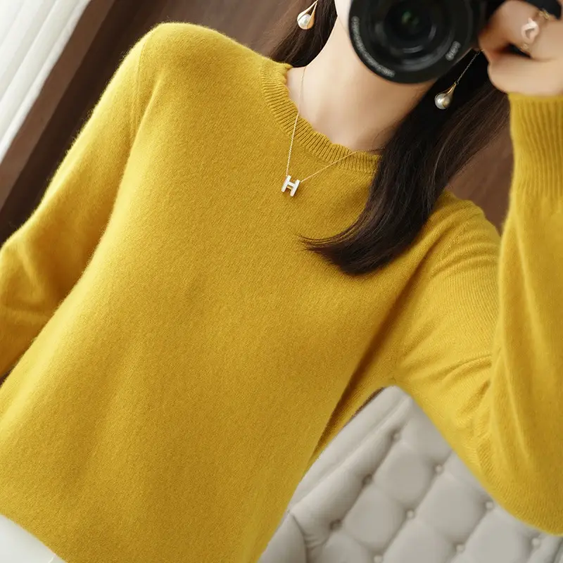 Lace Knitted Long Sleeve Top Yellow Women 2023 - Image 3