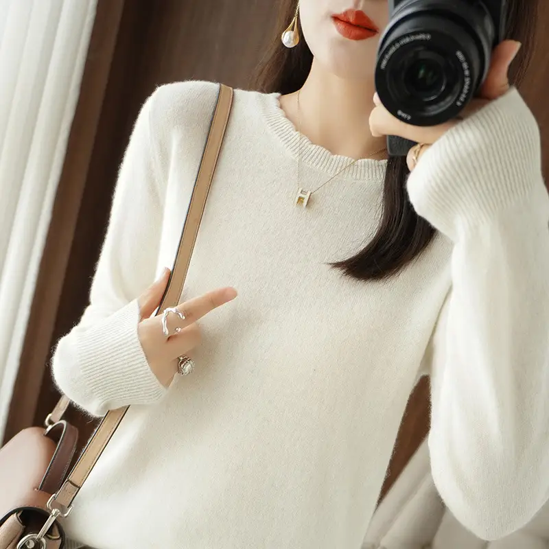 Lace Knitted Long Sleeve Top Yellow Women 2023 - Image 7