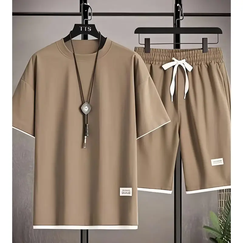 Men's Orange Heavy Waffle Casual Suit Summer - Image 59