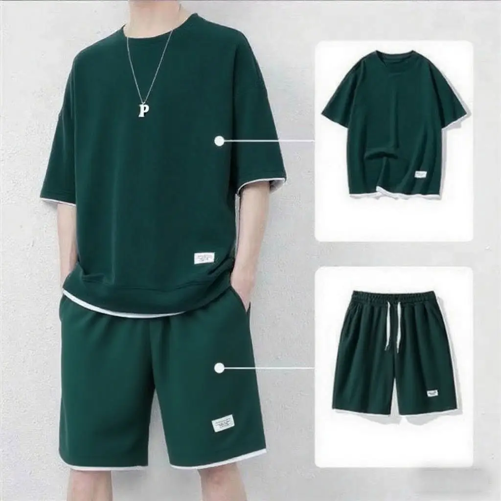 Men's Orange Heavy Waffle Casual Suit Summer - Image 57