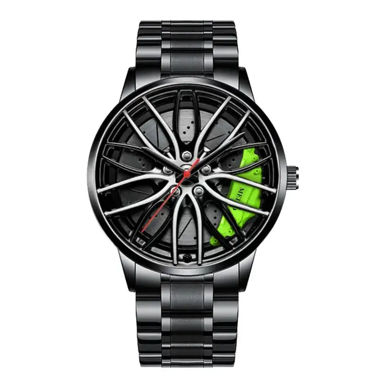 Men's Black Automatic Quartz Watch Wheel Design - Image 10