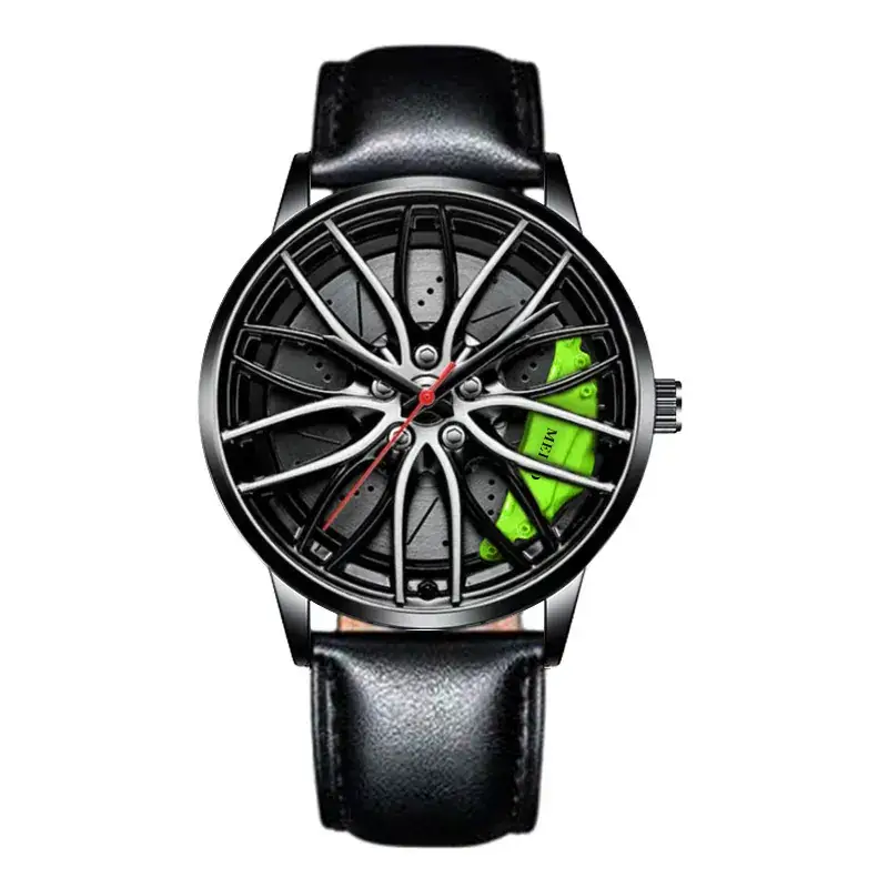 Men's Black Automatic Quartz Watch Wheel Design - Image 14
