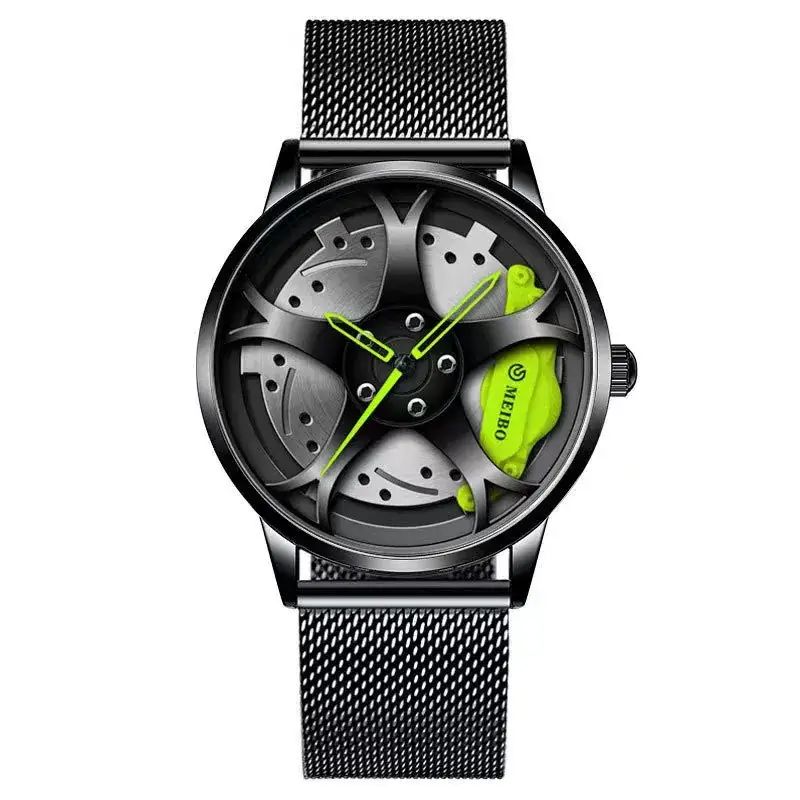 Men's Black Automatic Quartz Watch Wheel Design - Image 17