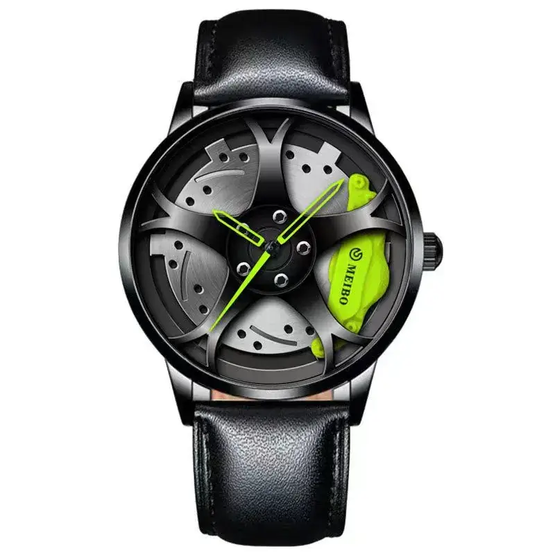 Men's Black Automatic Quartz Watch Wheel Design - Image 18