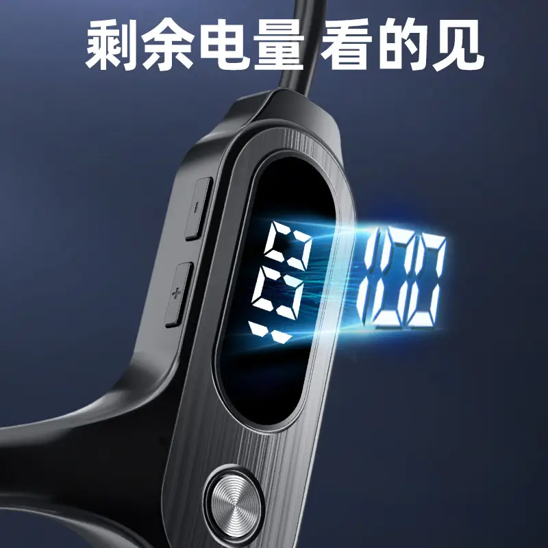 Blue Wireless Bluetooth Headset with Power Display & Sweat Proof Design - Image 7