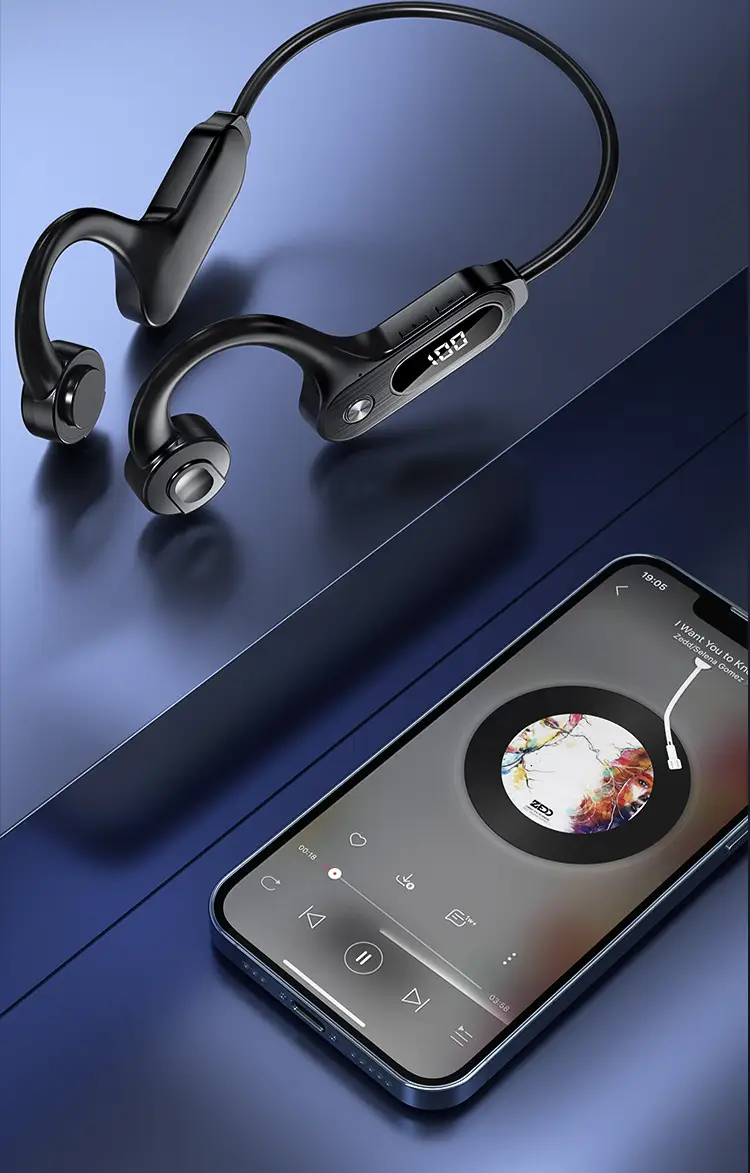 Blue Wireless Bluetooth Headset with Power Display & Sweat Proof Design — feature 16