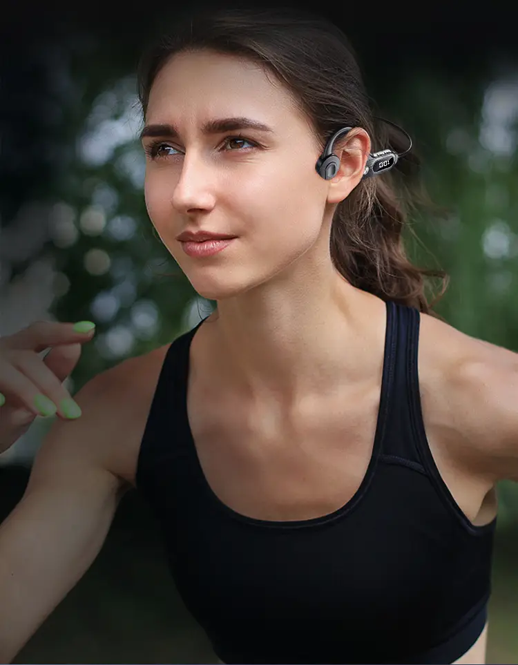 Blue Wireless Bluetooth Headset with Power Display & Sweat Proof Design — feature 24
