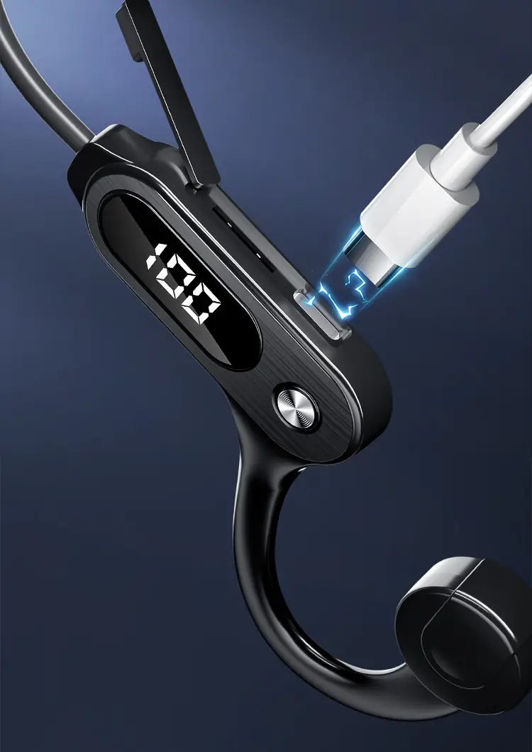 Blue Wireless Bluetooth Headset with Power Display & Sweat Proof Design — feature 26
