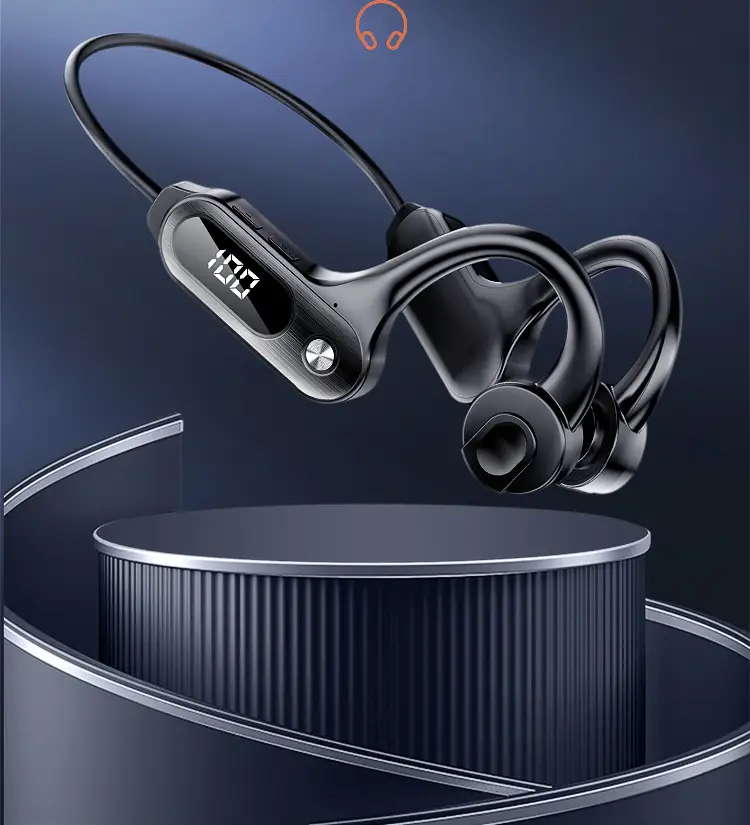 Blue Wireless Bluetooth Headset with Power Display & Sweat Proof Design — feature 5