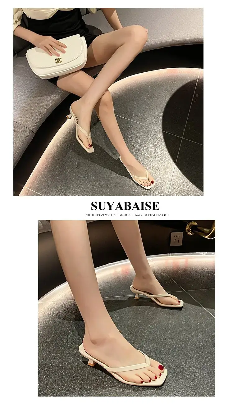 Women Square Toed Mid Heel Slippers White — feature 11