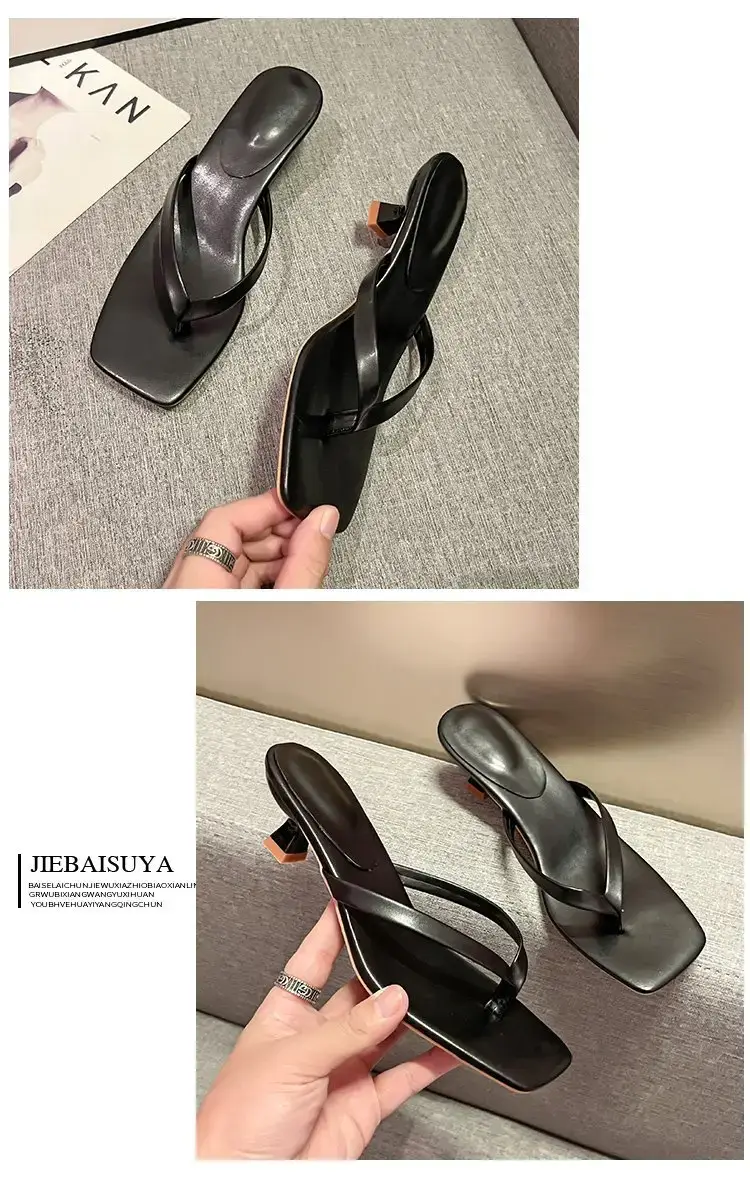 Women Square Toed Mid Heel Slippers White — feature 17