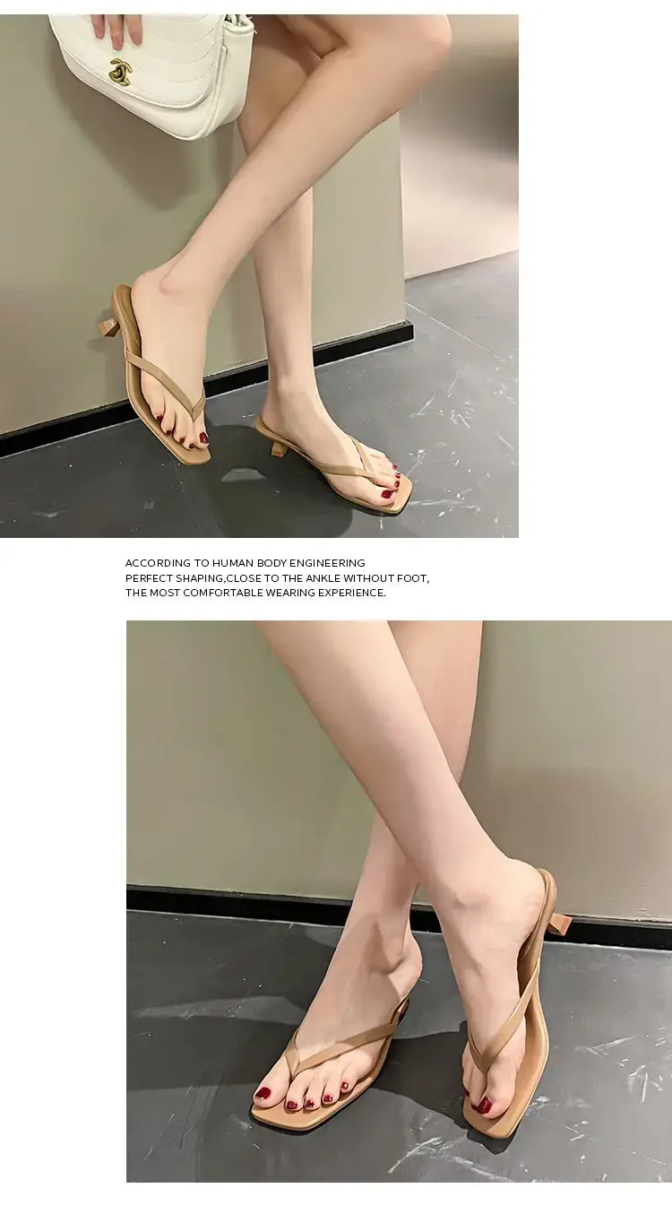 Women Square Toed Mid Heel Slippers White — feature 9